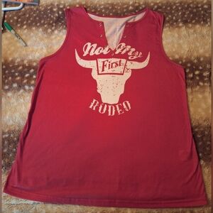 Womens Red Rodeo Graphic Tank Top By Emery Rose XL